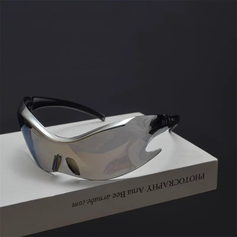 Y2k Alein Futuristic Silver Sunglasses