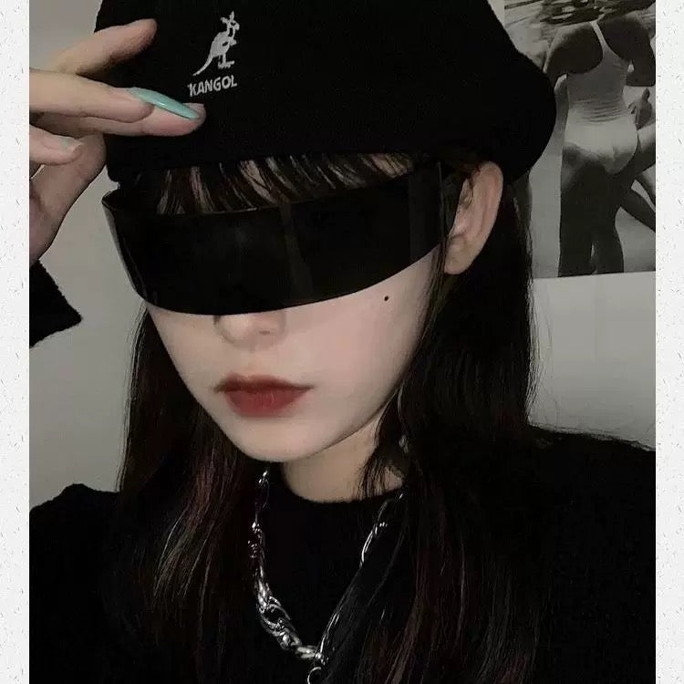 Cyberpunk Wraparound Black Sunglasses