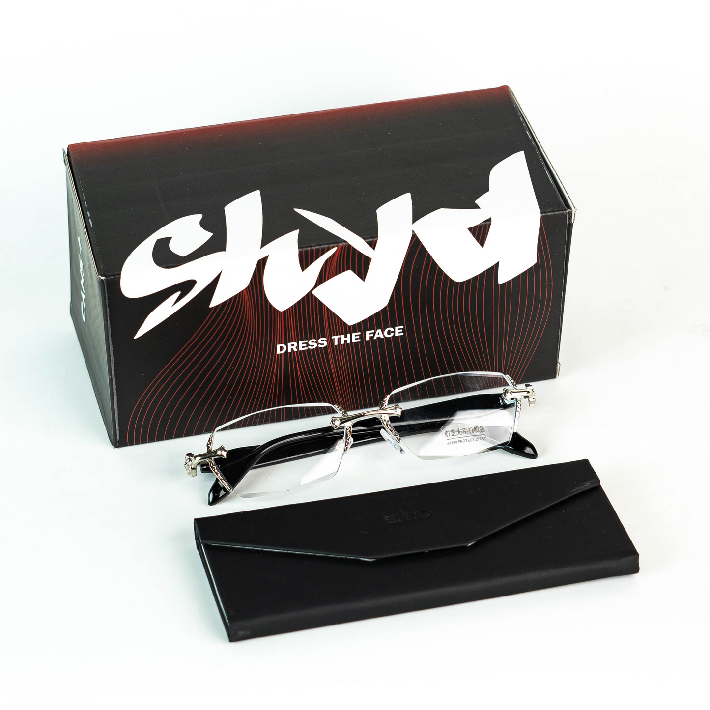 Rimless Chrome Heart Eyeglasses