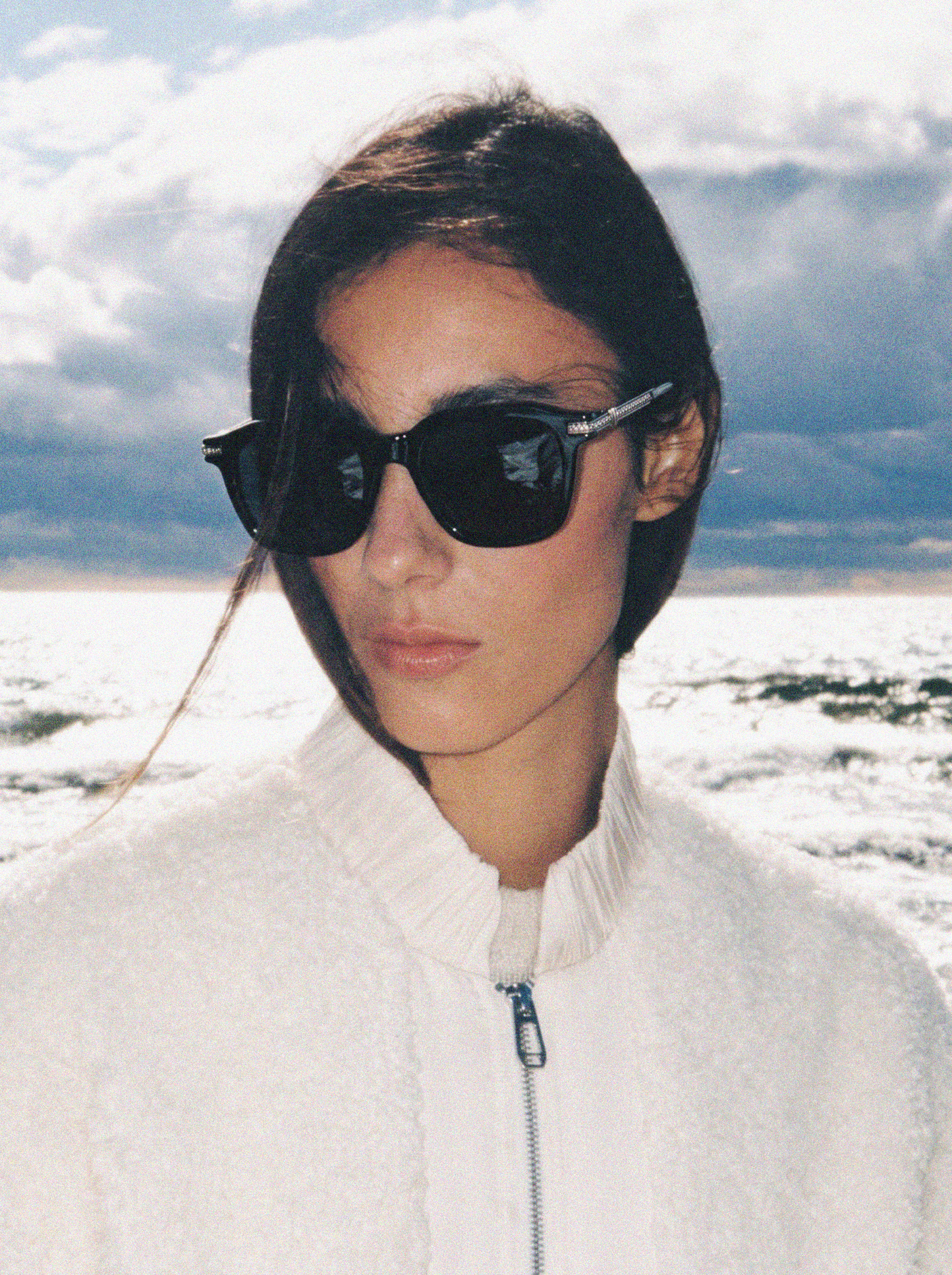 Black Square Sunglasses Chrome Temple Details