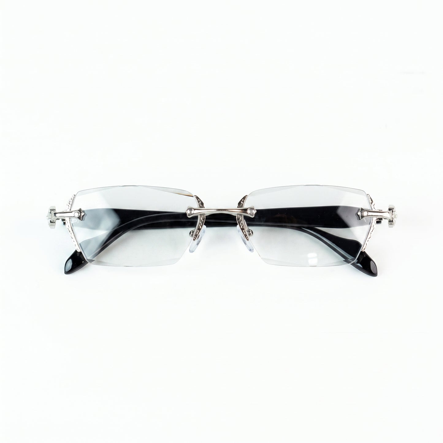 Rimless Chrome Heart Eyeglasses