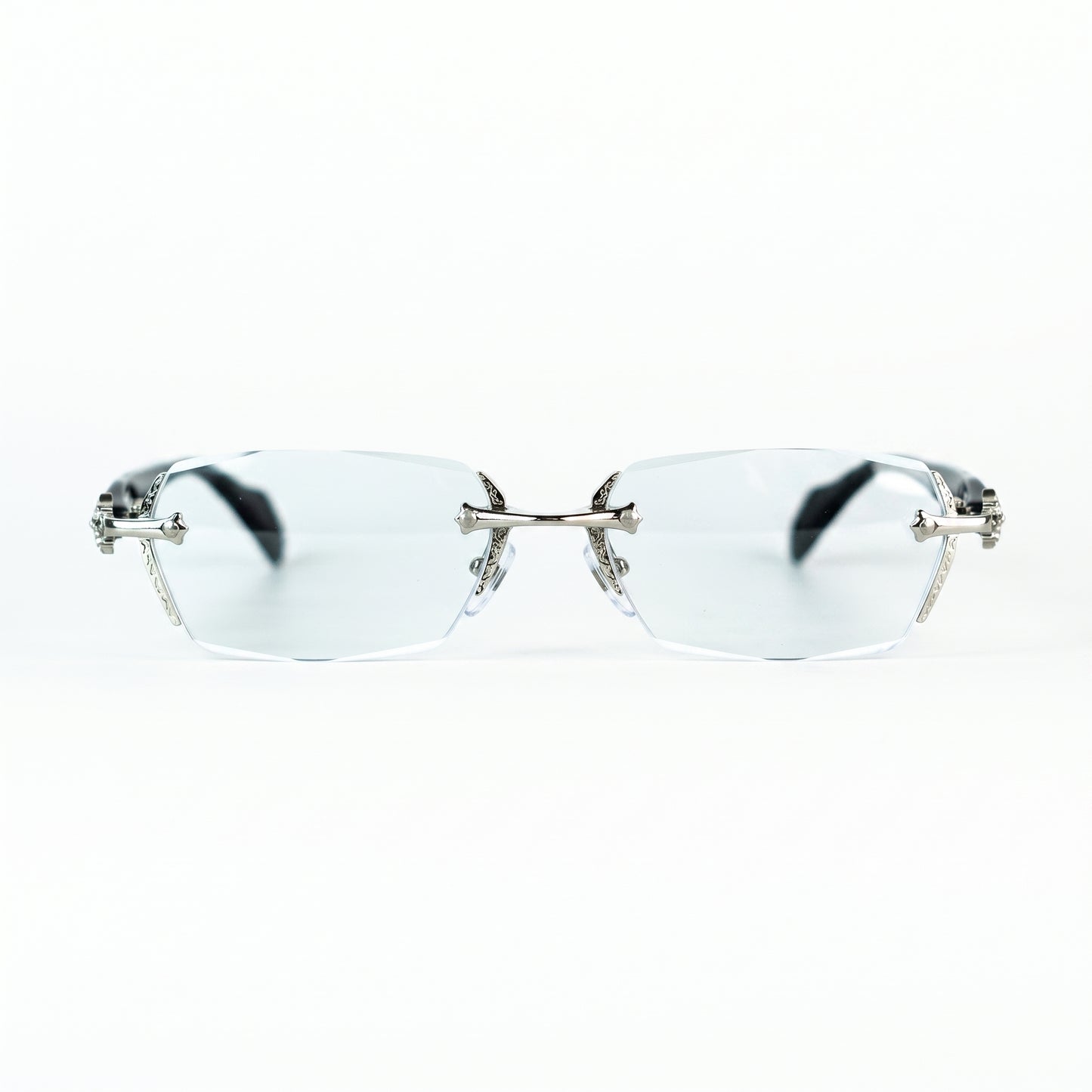 Rimless Chrome Heart Eyeglasses