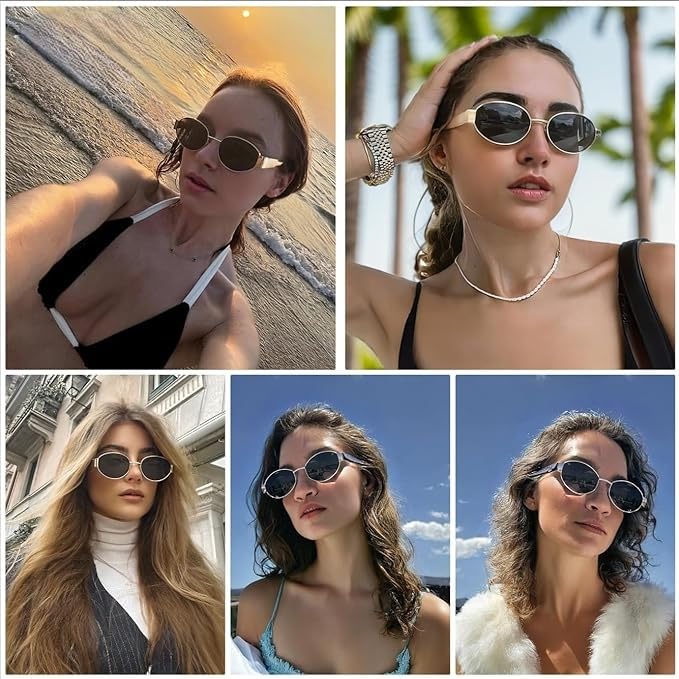 Retro Oval Metal Sunglasses