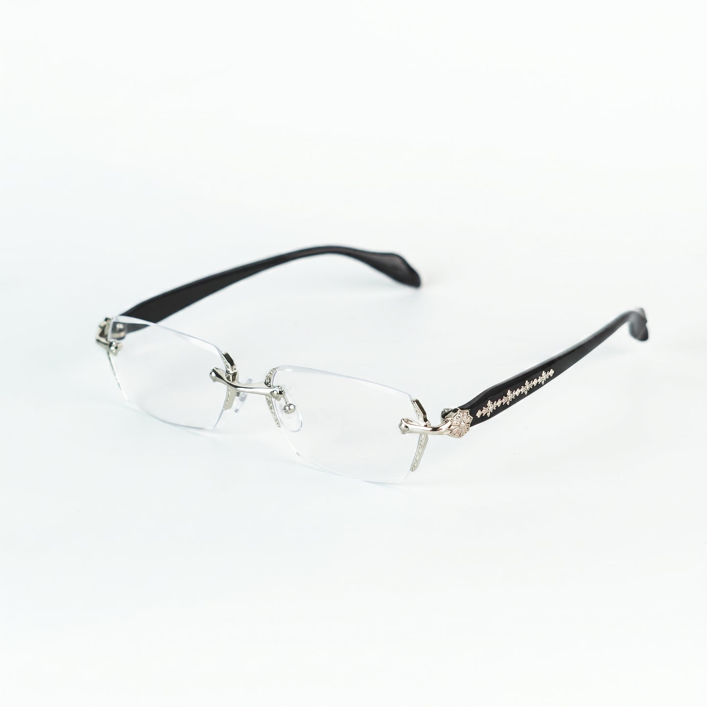 Rimless Chrome Heart Eyeglasses