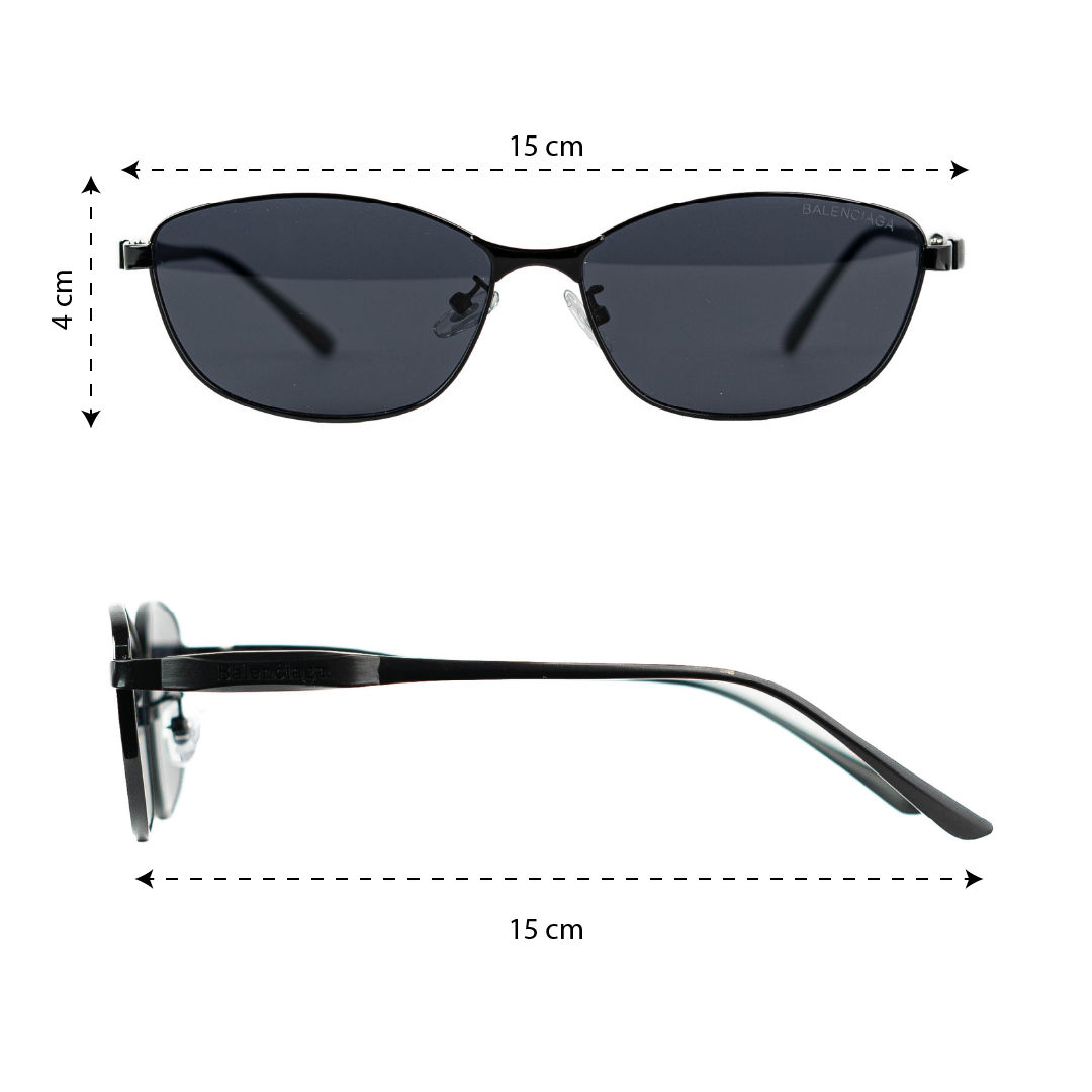 Balenciaga Black Retro Metal Frame Sunglasses