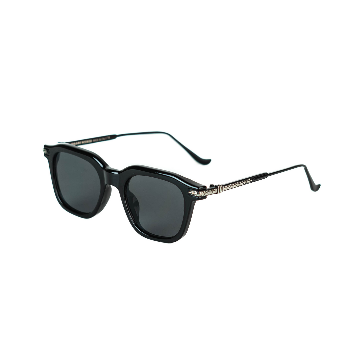 Black Square Sunglasses Chrome Temple Details