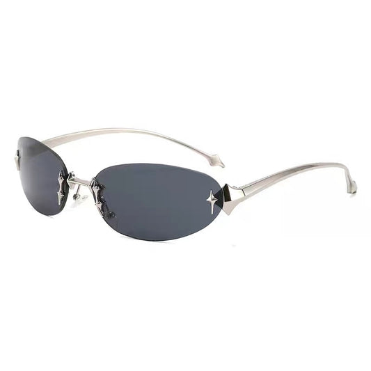 Oval Star Black/Silver Sunglasses