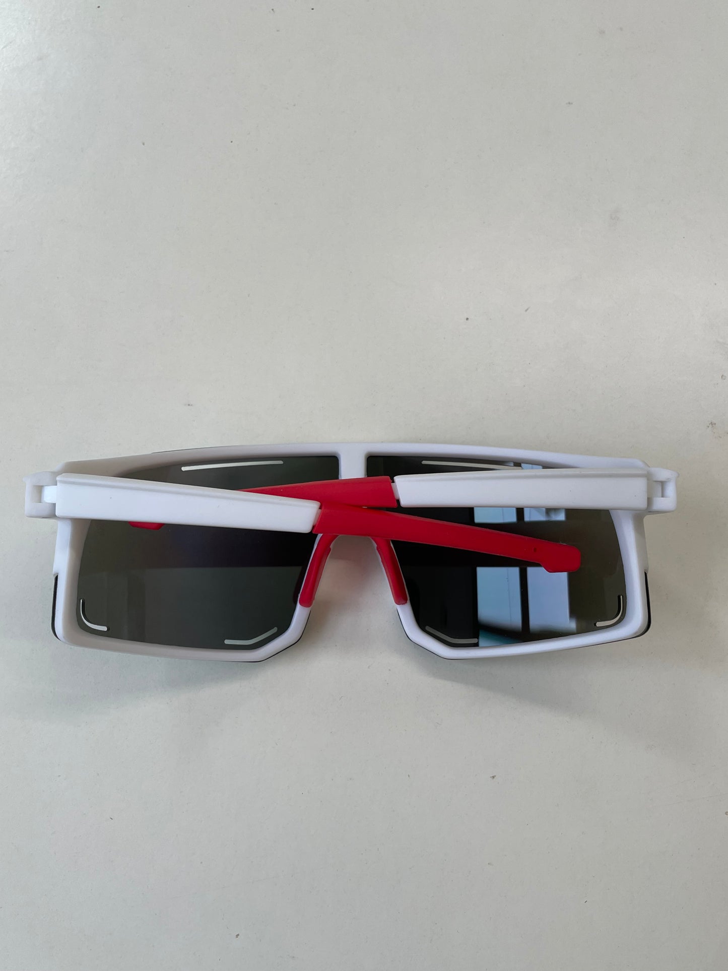 Sporty Sunglass - Large White/ Red