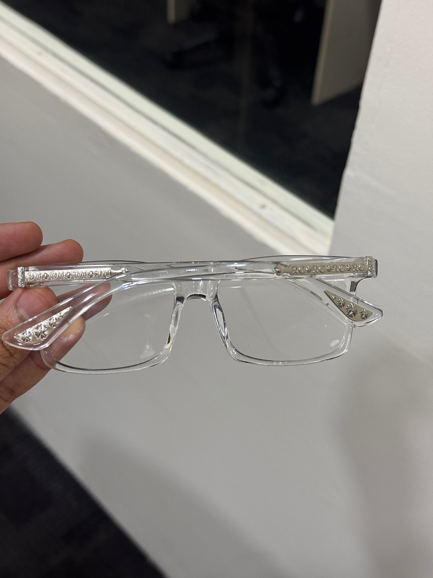 Chrome Frame Transparent Eyeglasses
