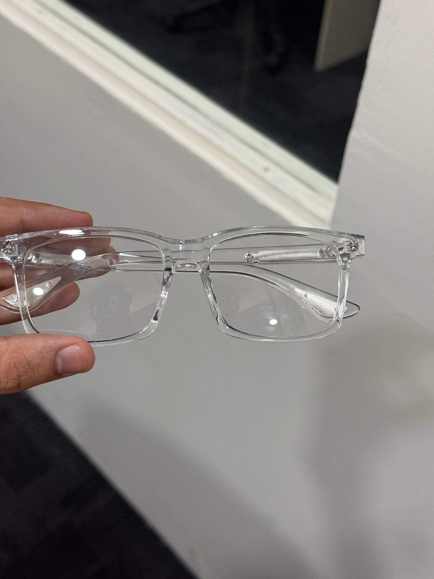 Chrome Frame Transparent Eyeglasses