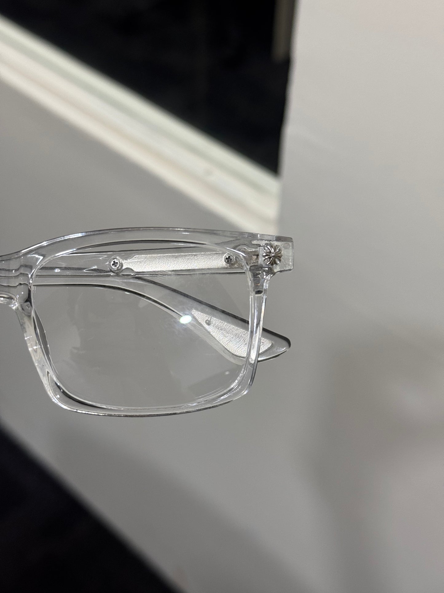 Chrome Frame Transparent Eyeglasses