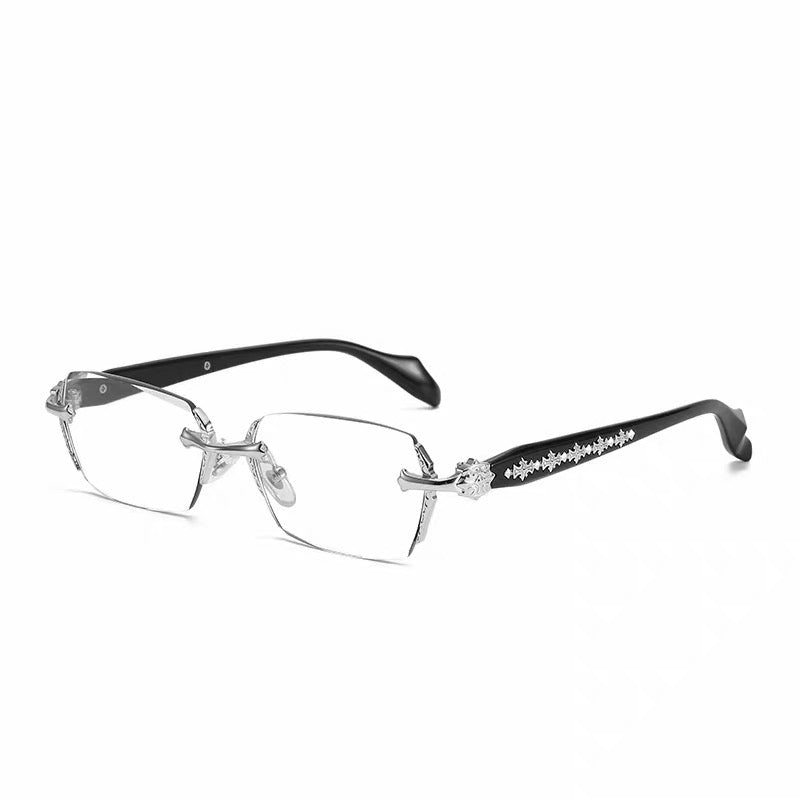 Rimless Chrome Heart Eyeglasses