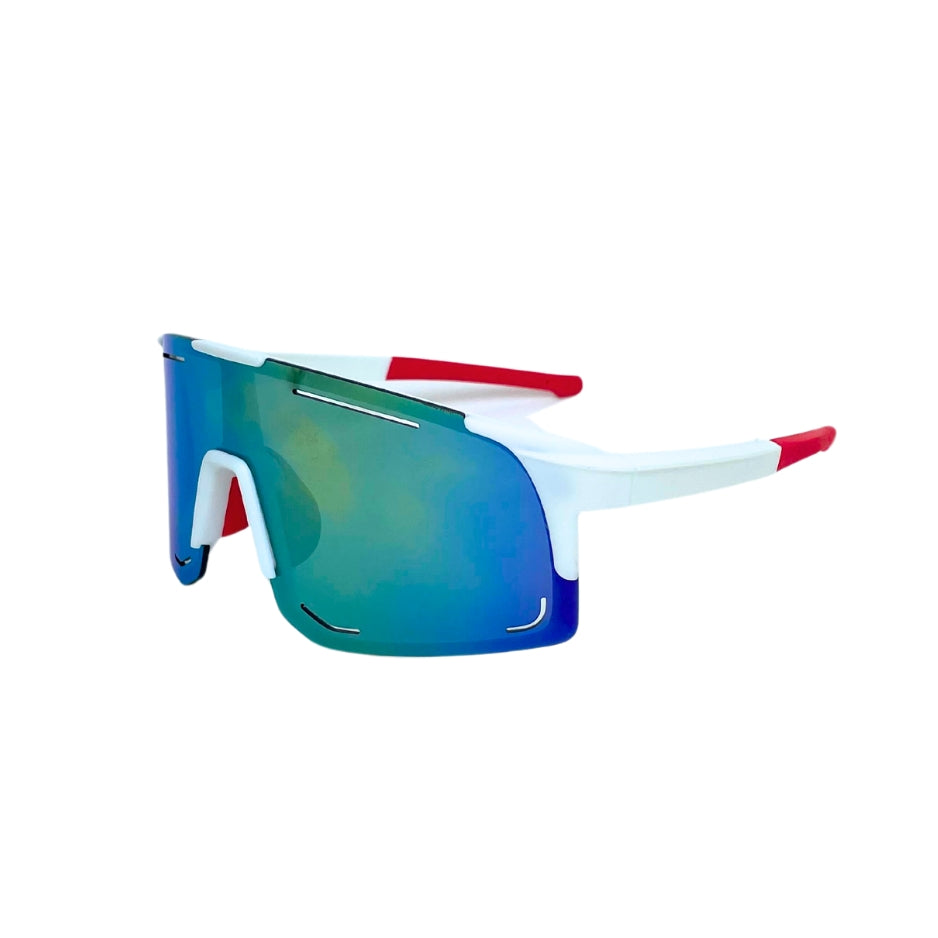 Sporty Sunglass - Large White/ Red